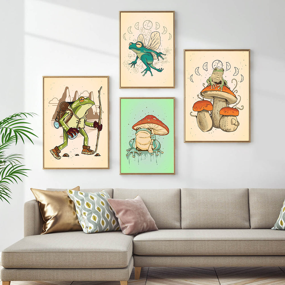 Quadro rana e funghi