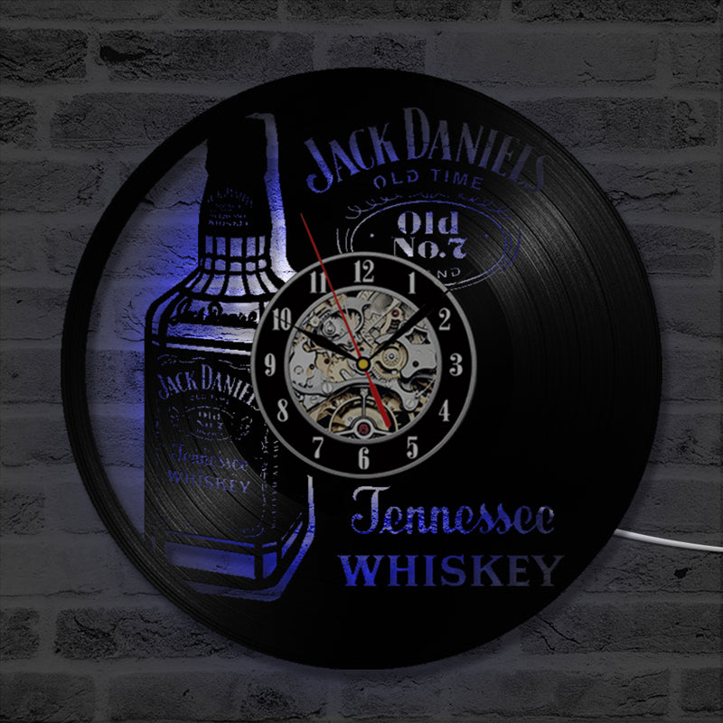 Orologio da parete Bottiglia whiskey neon