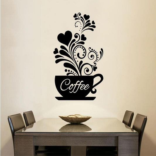 Adesivo murale Tazza di caffè e fiore