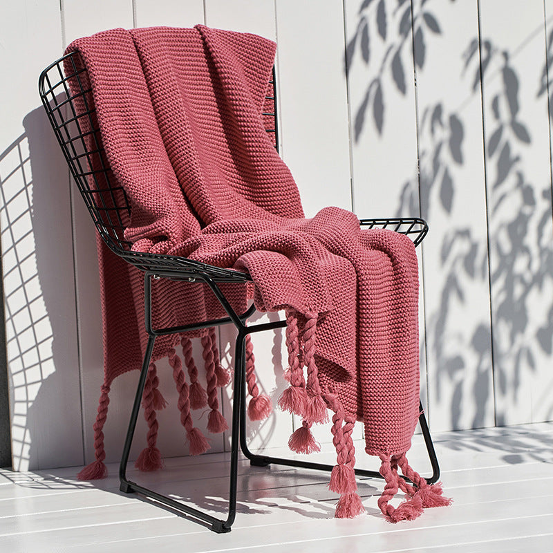 Coperta maglia con nappe