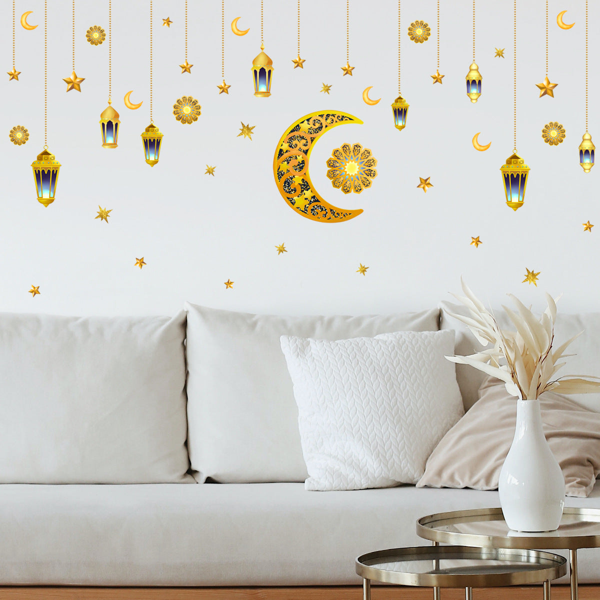 Adesivo murale Luna nuova con lanterna