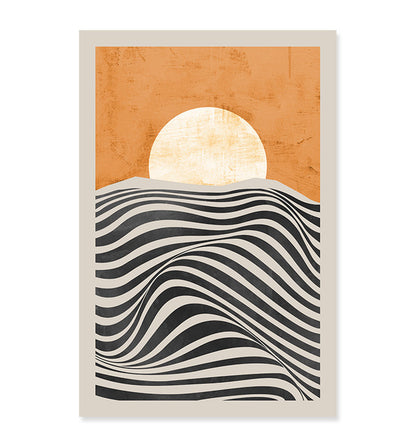 Stampa sole arancio con onde ondulate