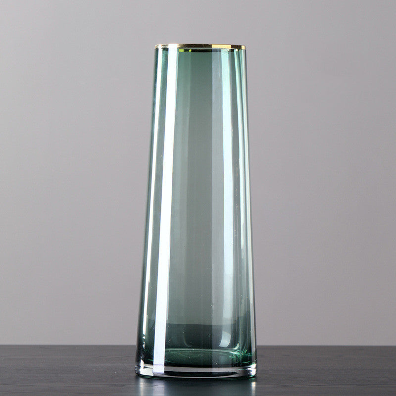 Vaso in vetro bordo dorato