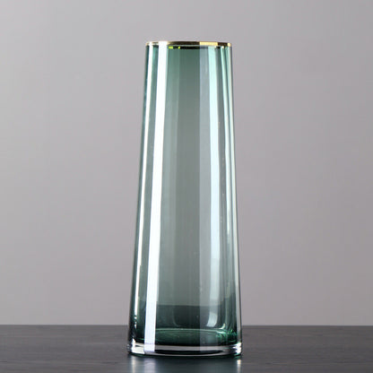 Vaso in vetro bordo dorato