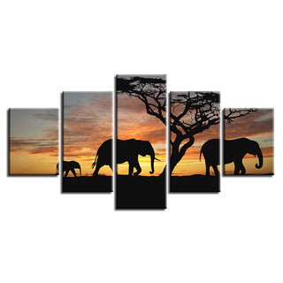 Set di 5 Quadri Elefante