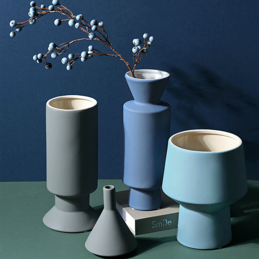 Vaso pedana cilindrico tonalità blu