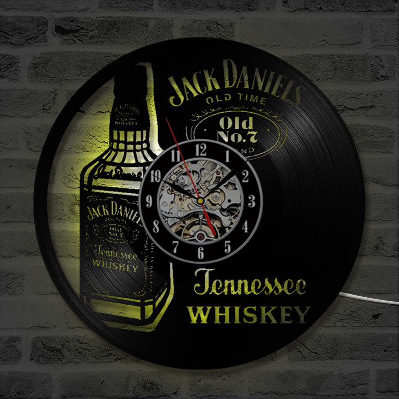 Orologio da parete Bottiglia whiskey neon