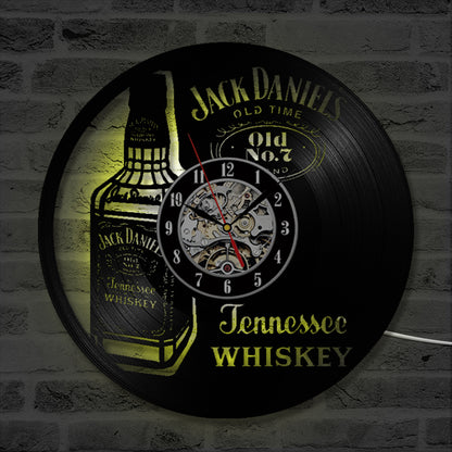 Orologio da parete Bottiglia whiskey neon