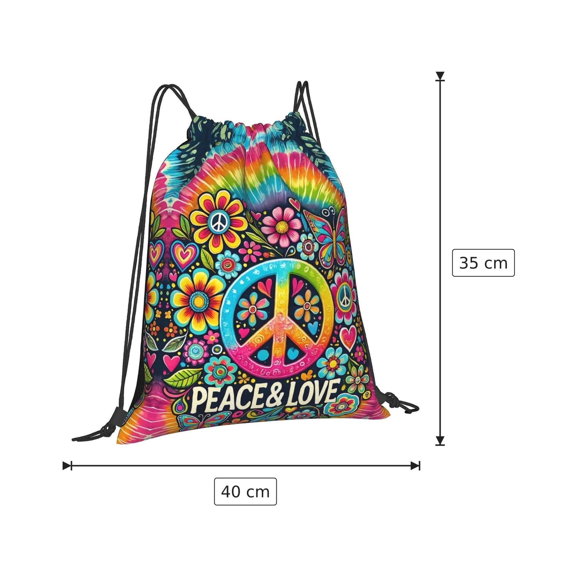 Zaino Peace & Love in poliestere - 40×35 cm