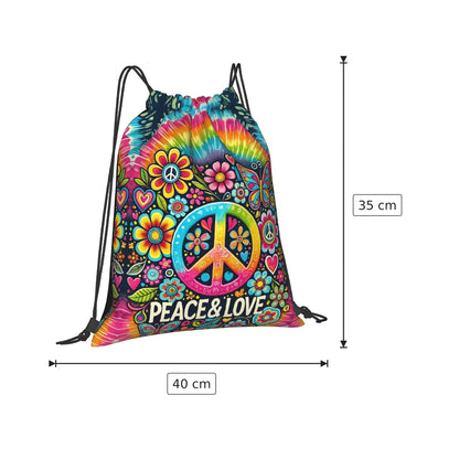 Zaino Peace & Love in poliestere - 40×35 cm