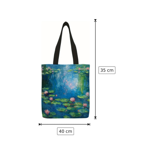 Borsa tote Claude Monet Le Ninfee in poliestere - 40×35 cm