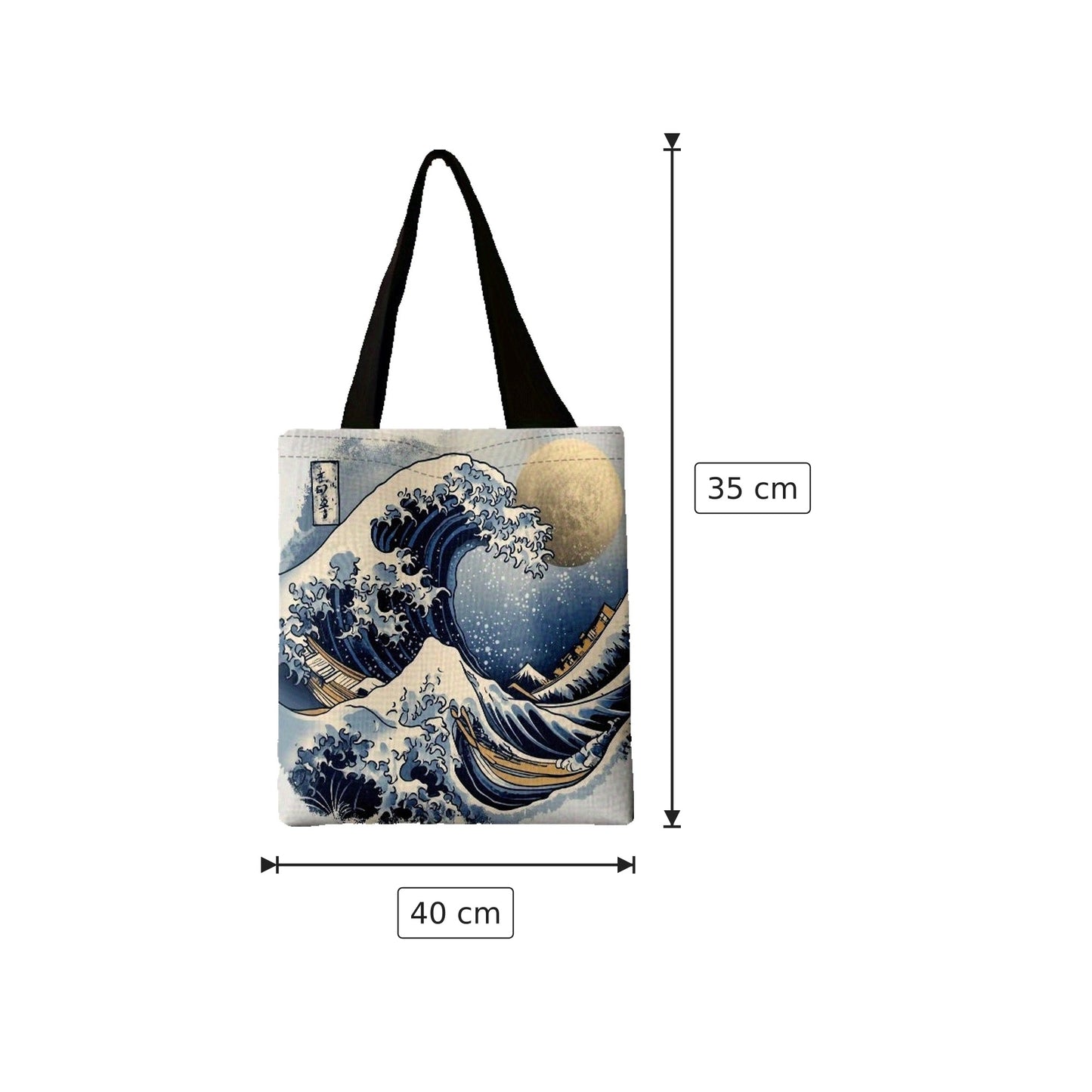 Borsa tote Onda Hokusai in poliestere - 40×35 cm