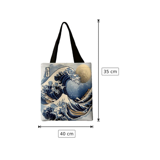 Borsa tote Onda Hokusai in poliestere - 40×35 cm