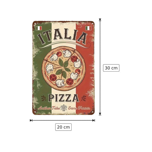 Targa in Alluminio Pizza Italiana - 20x30 cm