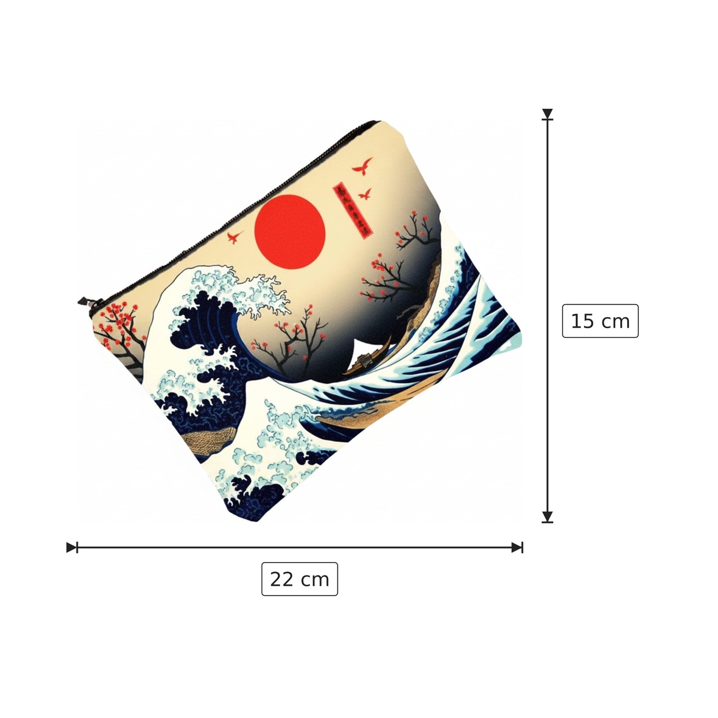 Pochette Onda Hokusai in poliestere - 22×15 cm