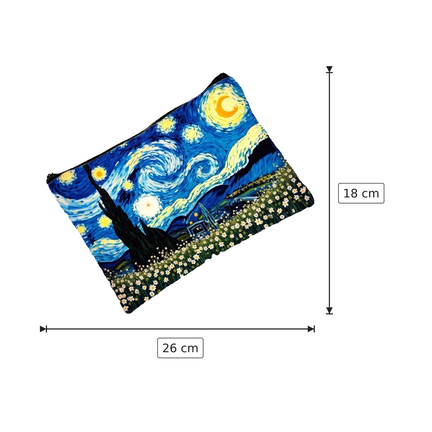 Pochette Notte Stellata di Van Gogh in lino - 26×18 cm