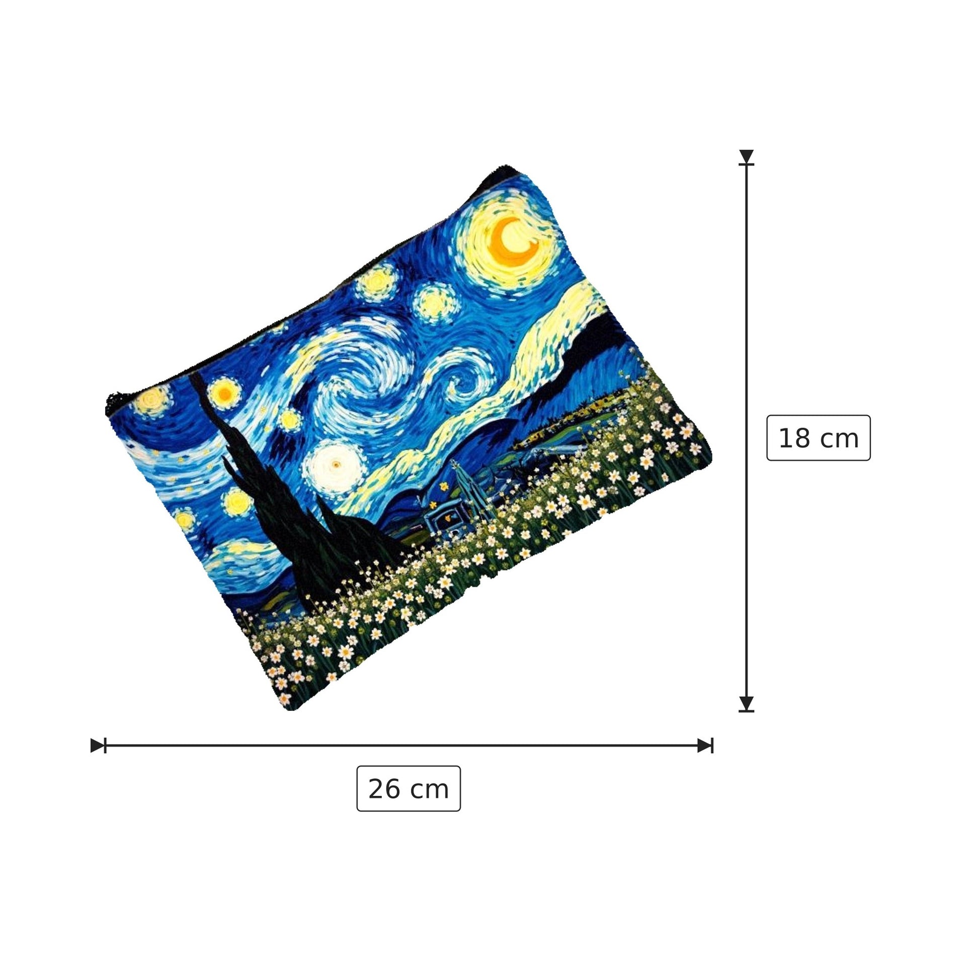 Pochette Notte Stellata di Van Gogh in lino - 26×18 cm