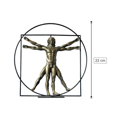 Leonardo Da Vinci - Uomo Vitruviano - h 22 cm - Scultura 3D - Fatta e Dipinta a Mano