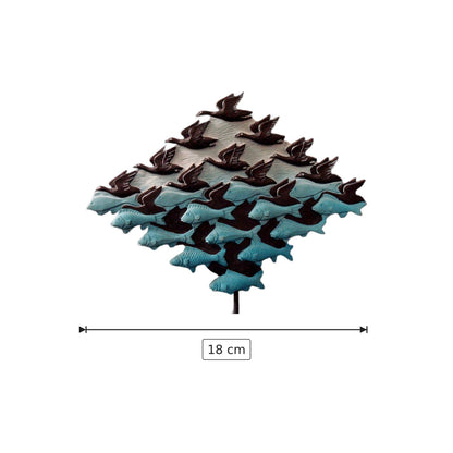 Maurits Cornelis Escher - Aria e acqua - h 18 cm - Scultura 3D - Fatta e Dipinta a Mano