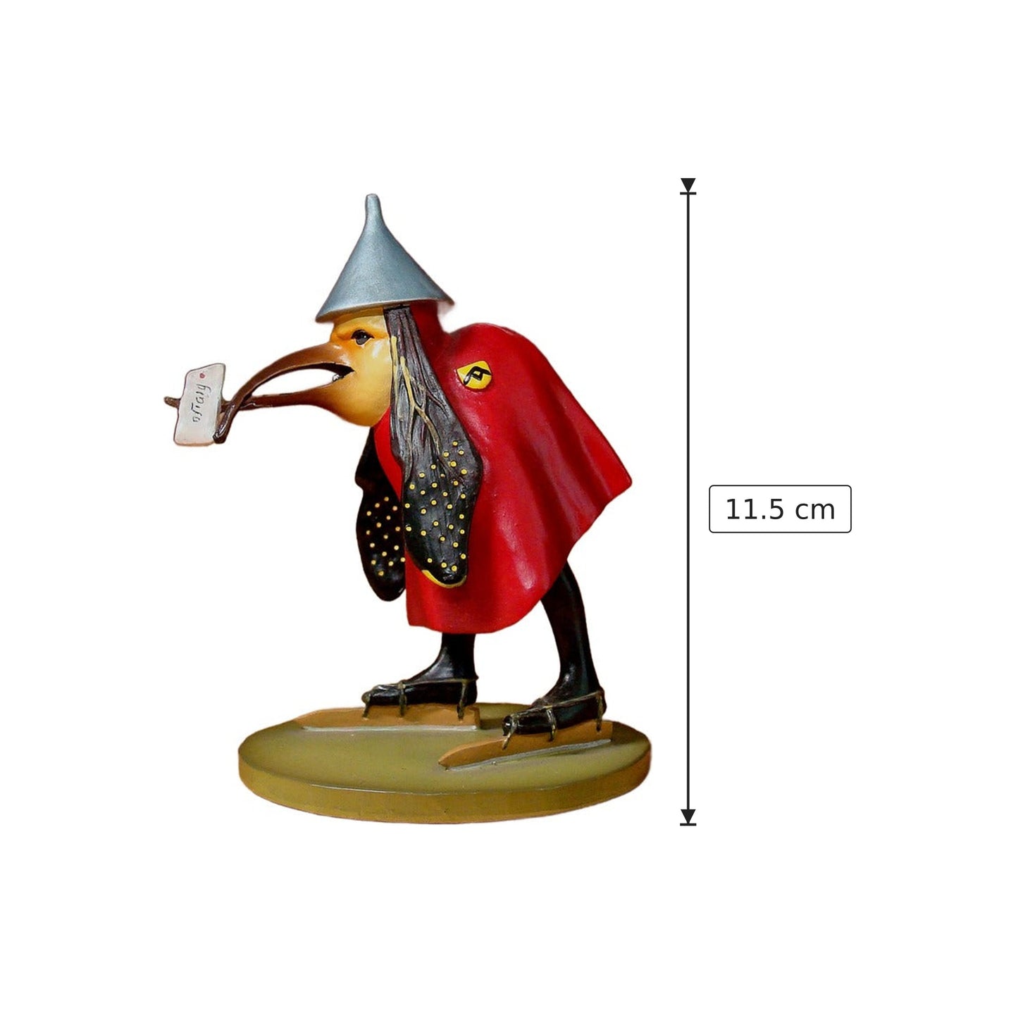 Hieronymus Bosch - Uccello con lettera - h 11.5 cm - Scultura 3D - Fatta e Dipinta a Mano