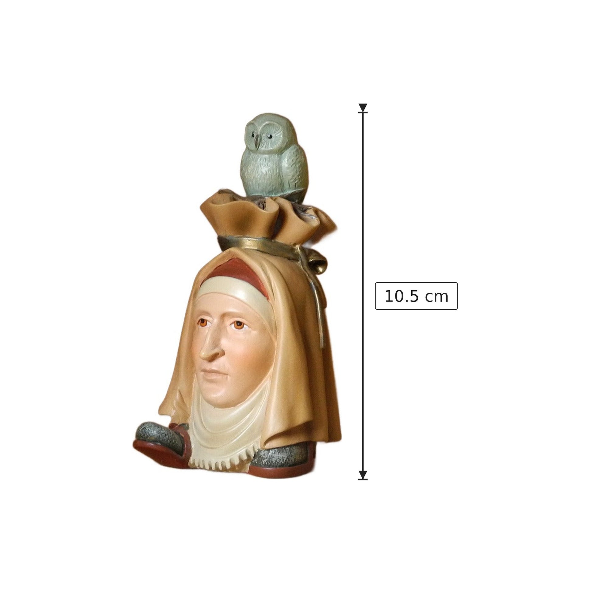 Hieronymus Bosch - Testa su gufo su piedi - h 10.5 cm - Scultura 3D - Fatta e Dipinta a Mano