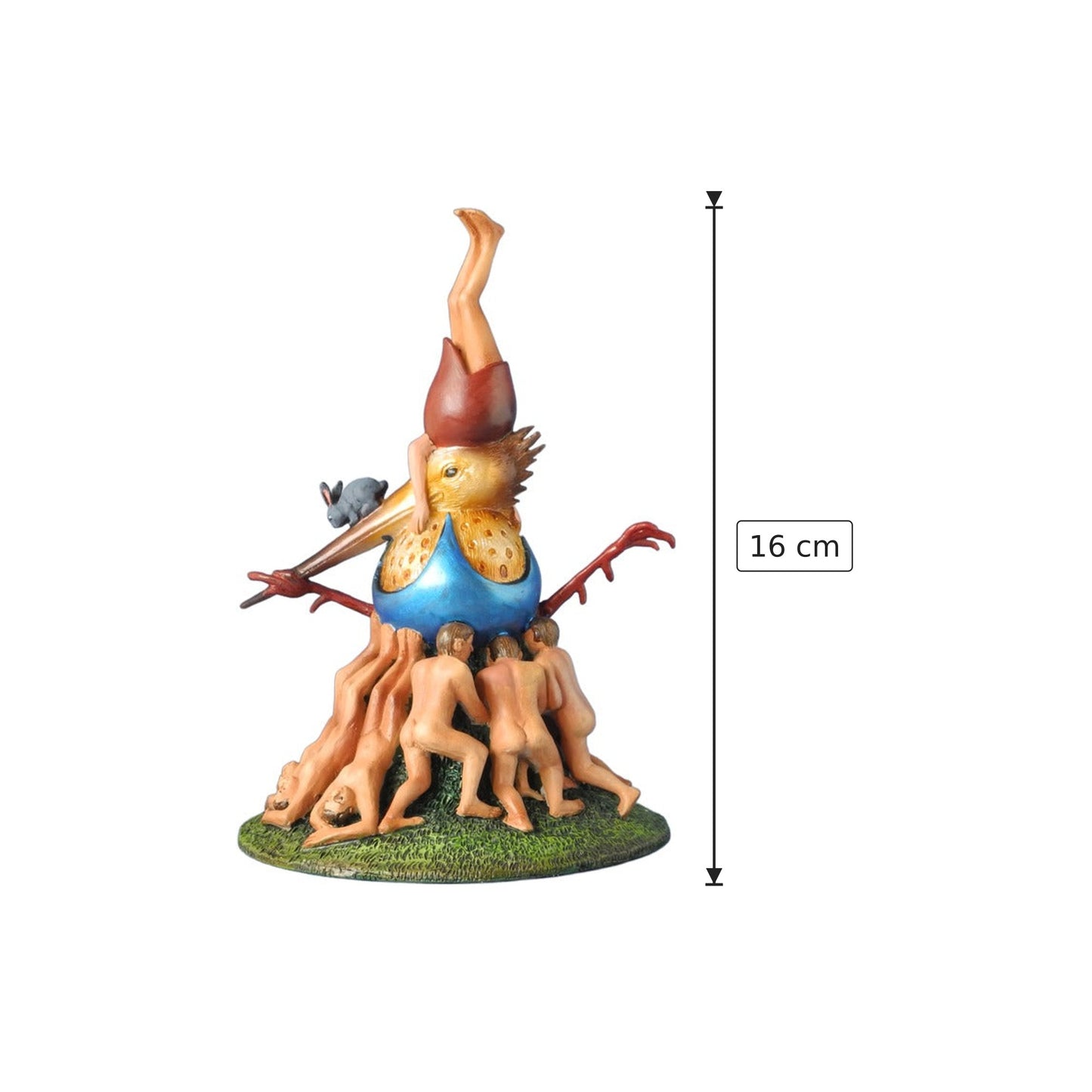 Hieronymus Bosch - Uccello nell'uovo blu - h 16 cm - Scultura 3D - Fatta e Dipinta a Mano