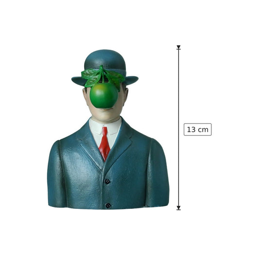 René Magritte - Il figlio dell'uomo - h 13 cm - Scultura 3D - Fatta e Dipinta a Mano