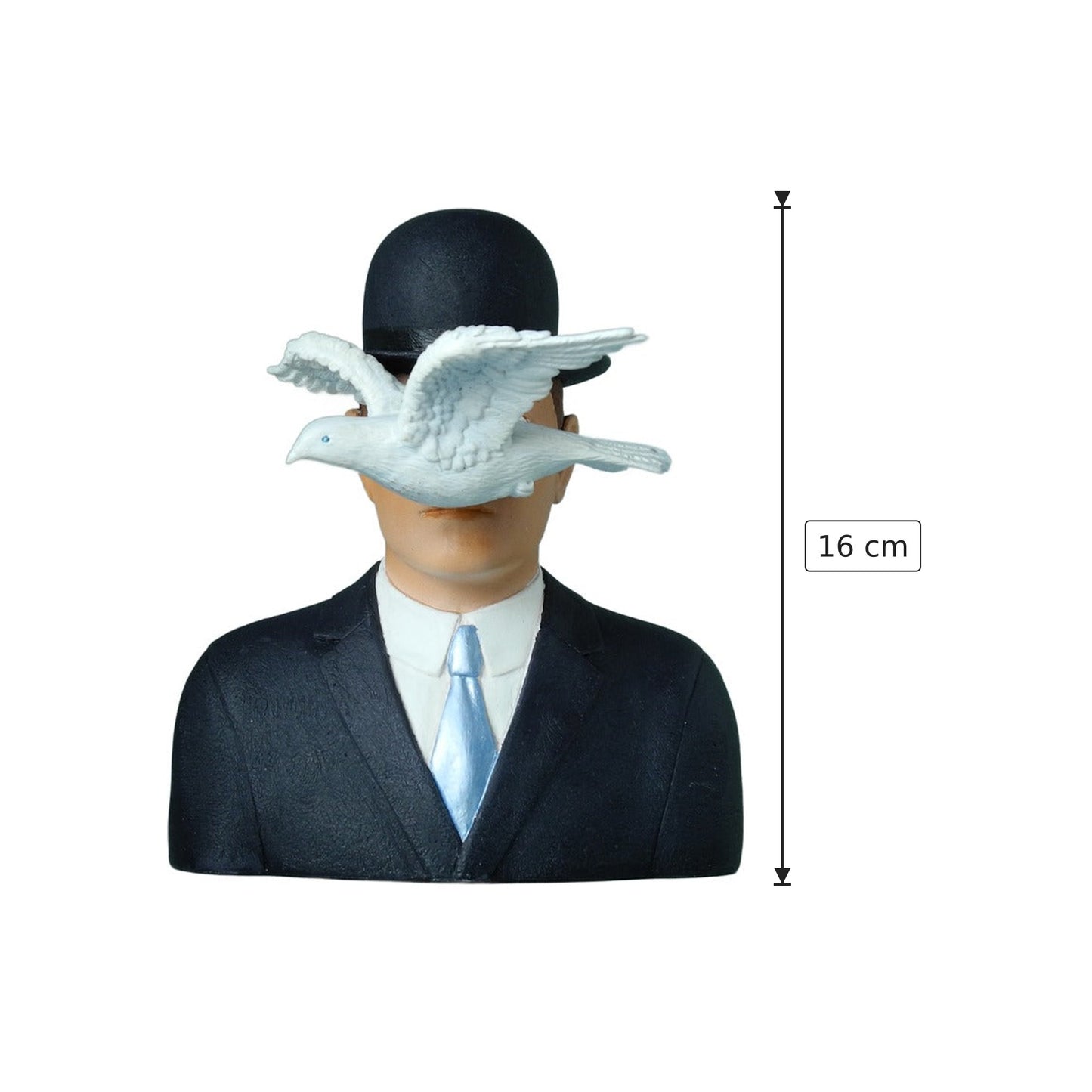 René Magritte - Uomo con bombetta - h 16 cm - Scultura 3D - Fatta e Dipinta a Mano