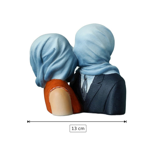 René Magritte - Gli amanti - h 13 cm - Scultura 3D - Fatta e Dipinta a Mano