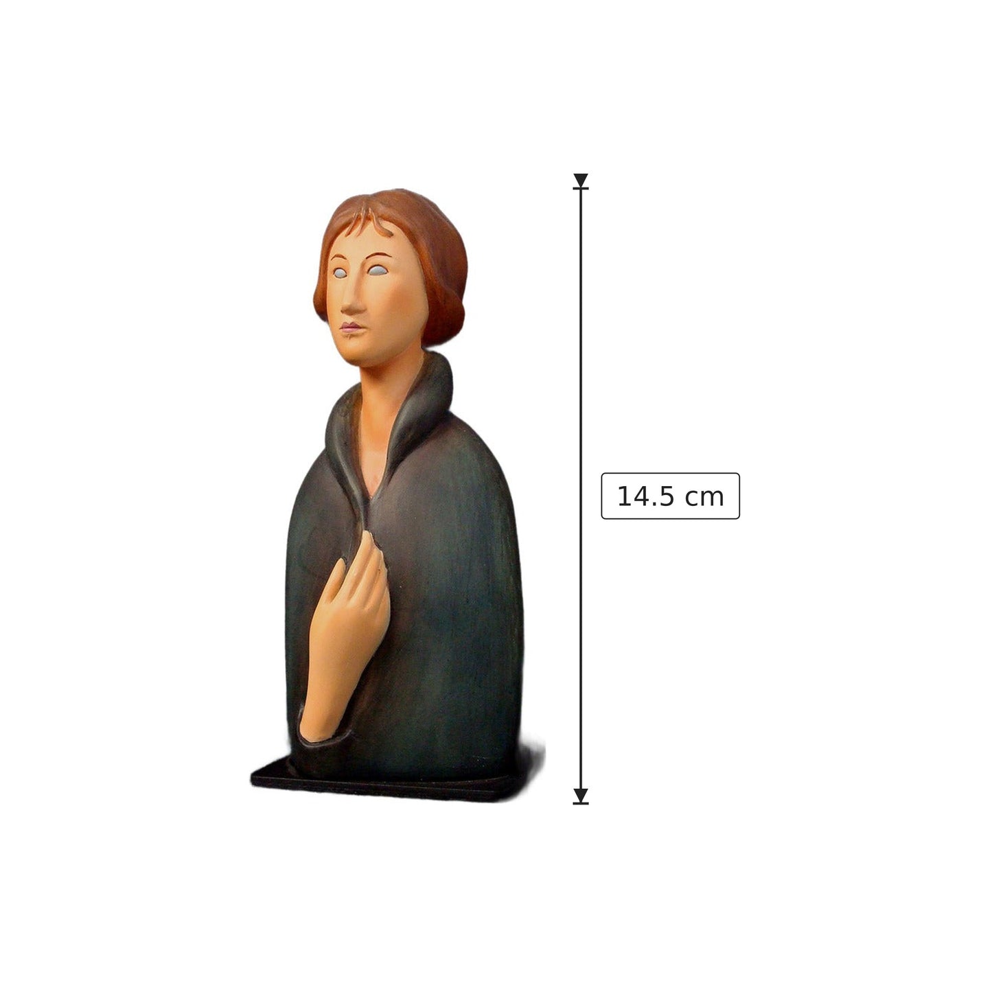 Amedeo Modigliani - Donna con occhi blu - h 14.5 cm - Scultura 3D - Fatta e Dipinta a Mano