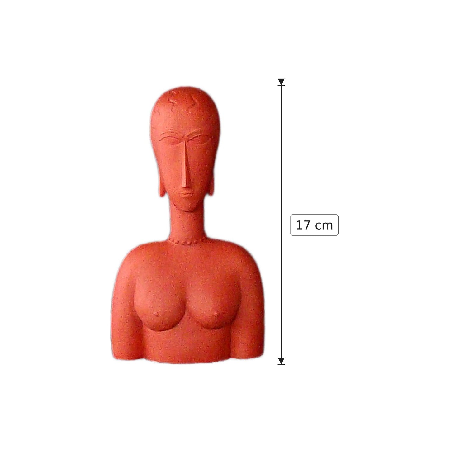 Amedeo Modigliani - Grande busto rosso - h 17 cm - Scultura 3D - Fatta e Dipinta a Mano