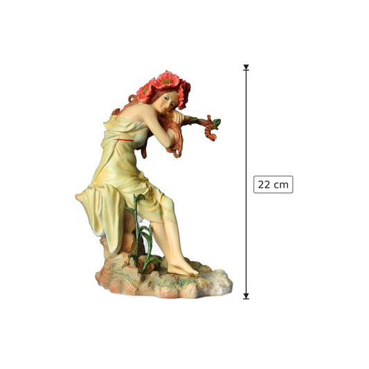 Alphons Mucha - Estate - h 22 cm - Scultura 3D - Fatta e Dipinta a Mano