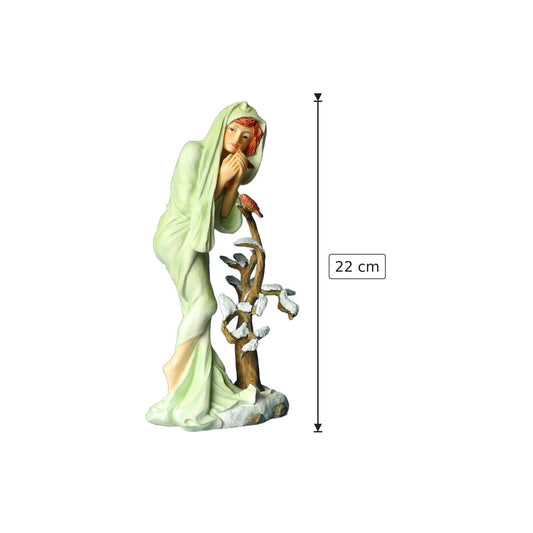 Alphons Mucha - Inverno - h 22 cm - Scultura 3D - Fatta e Dipinta a Mano