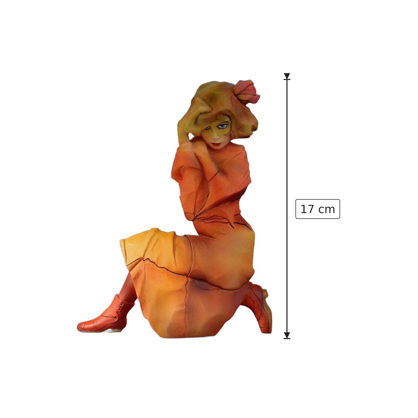 Egon Shiele - Ragazza in rosso - h 17 cm - Scultura 3D - Fatta e Dipinta a Mano