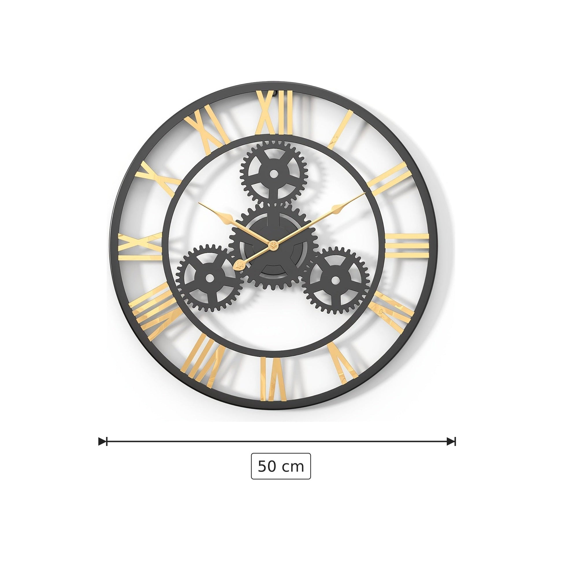Orologio da parete silenzioso senza tic - Nero 50 cm