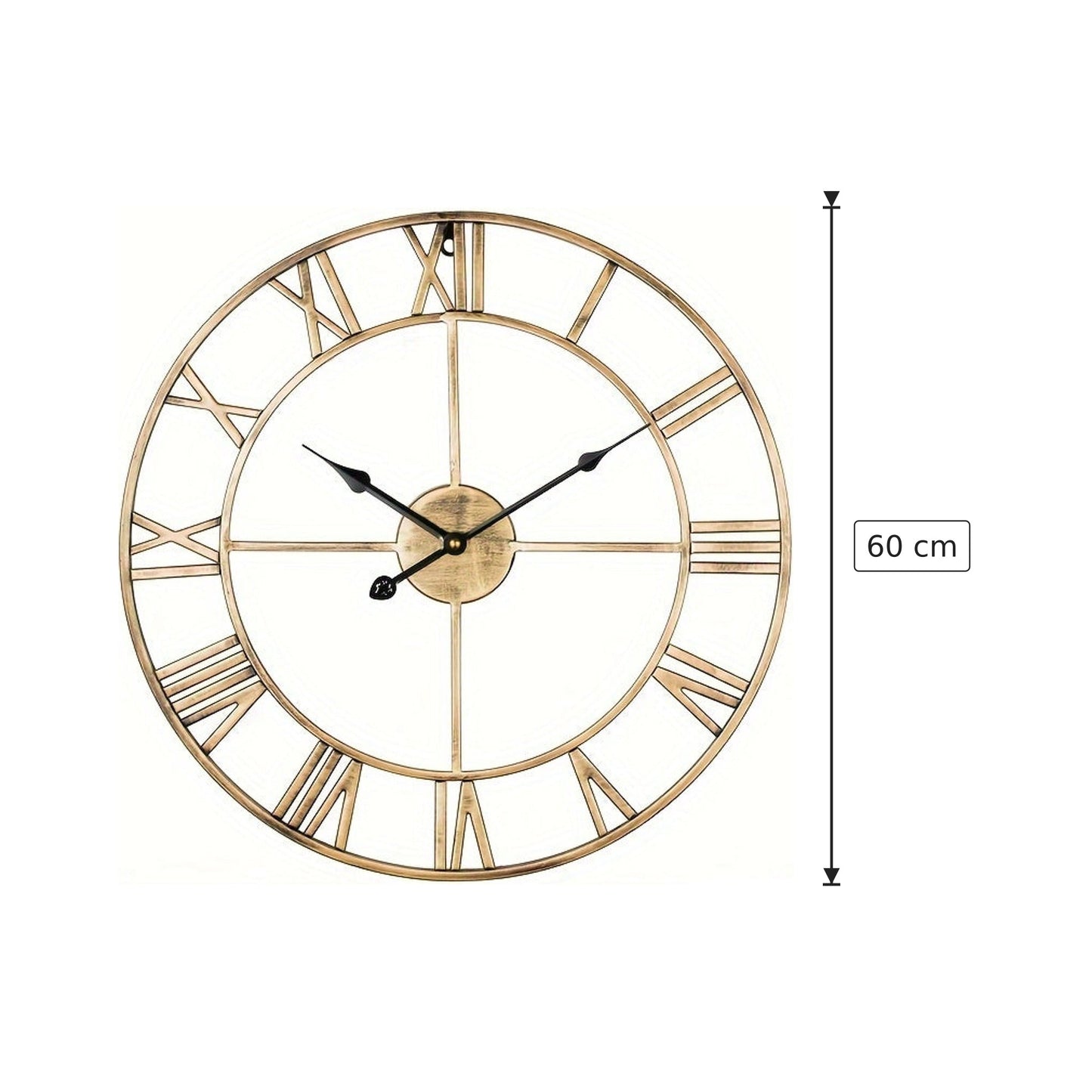 Orologio da parete in ferro - 60 cm Vintage Dorato