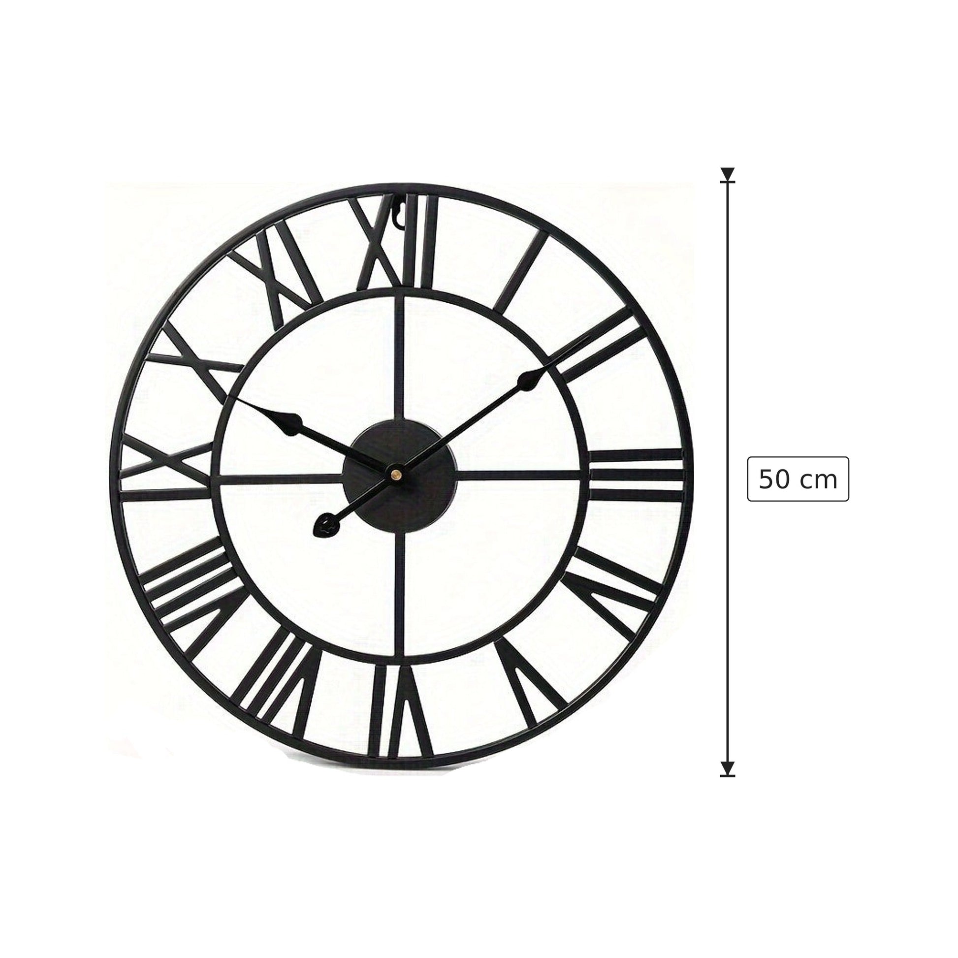 Orologio da parete in ferro - 50 cm Nero