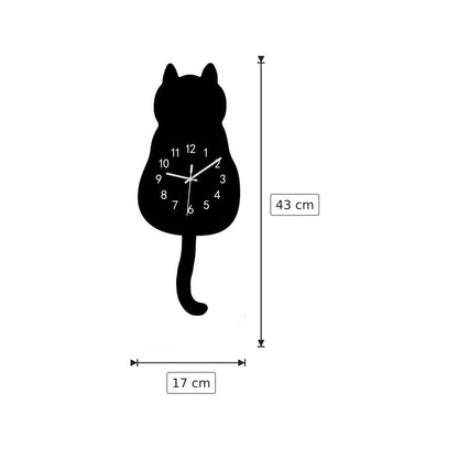 Orologio con stampa artistica di gatto nero 17x43 cm