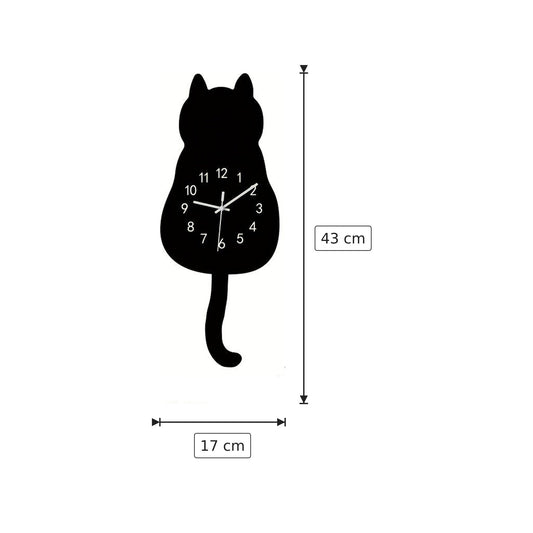 Orologio con stampa artistica di gatto nero 17x43 cm