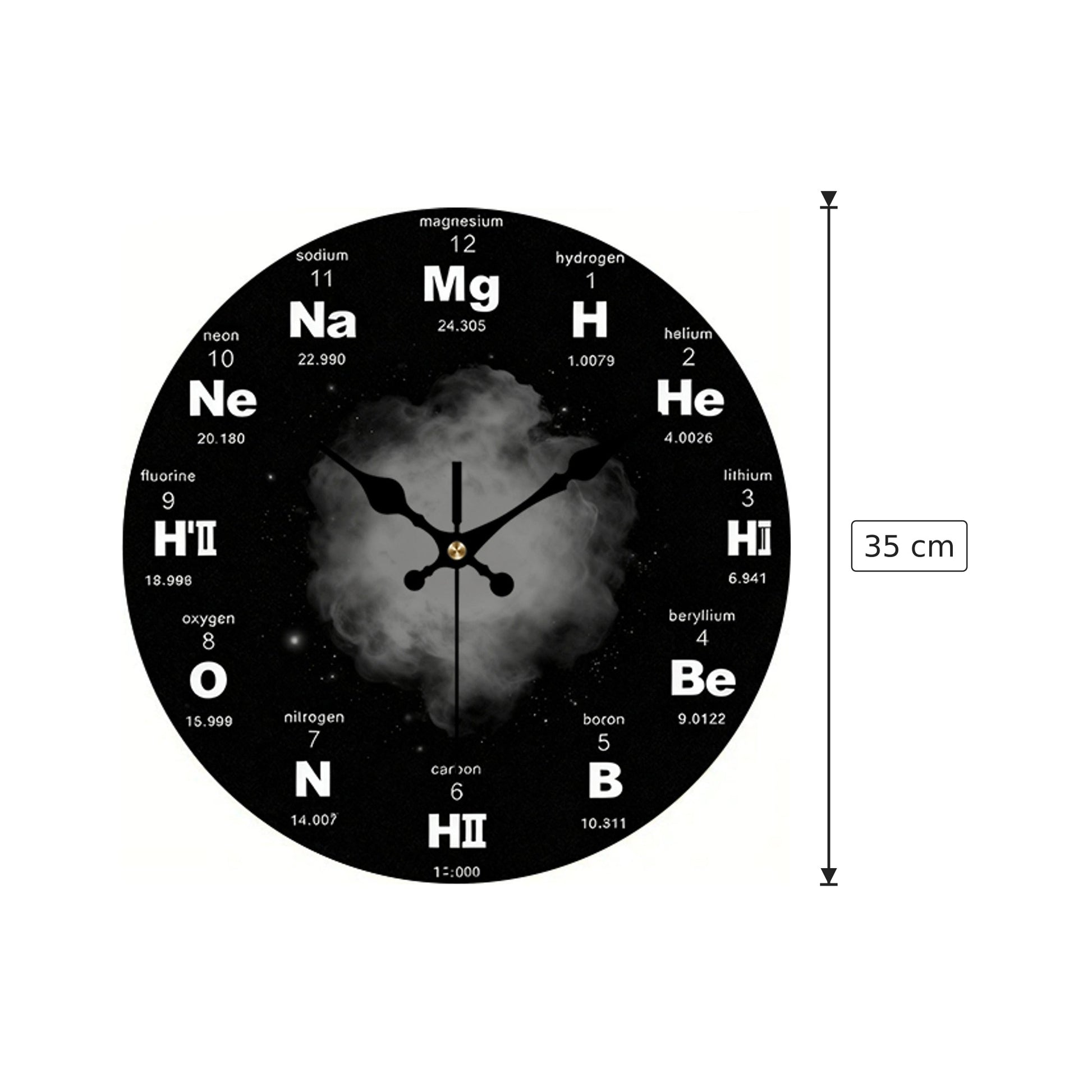 Orologio da Chimico Minimalista in legno stampato- Ø35 cm