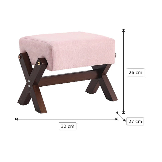 Panchetto in Legno Massello - Rosa + Legno 32×26×27 cm