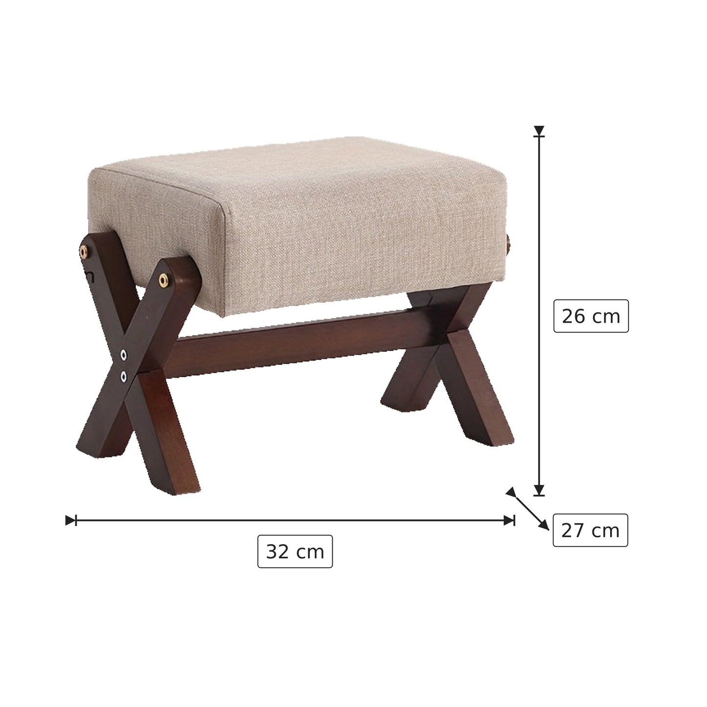 Panchetto in Legno Massello - Bianco + Noce 32×26×27 cm