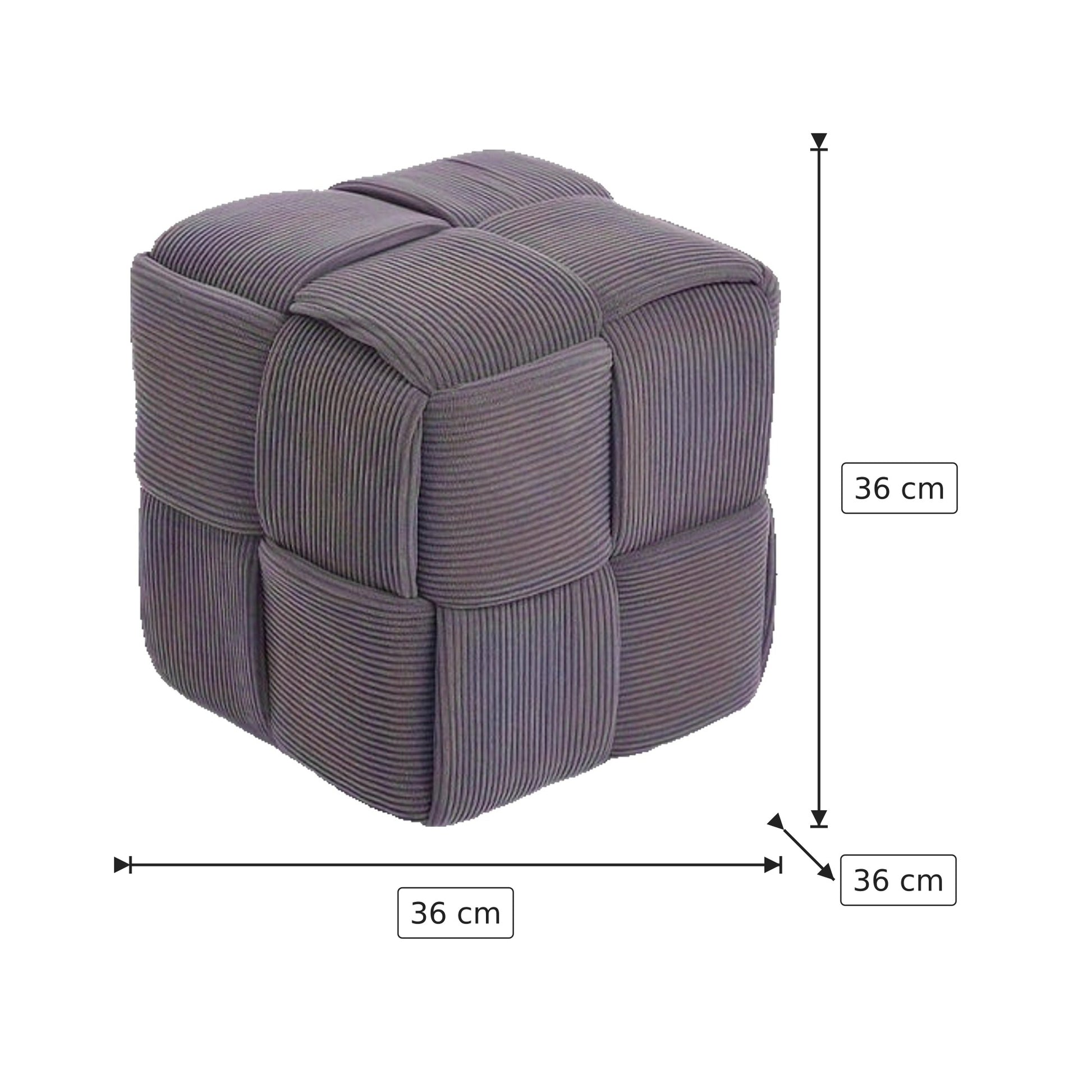 Pouf Cubo Intrecciato - Grigio 36×36×36 cm