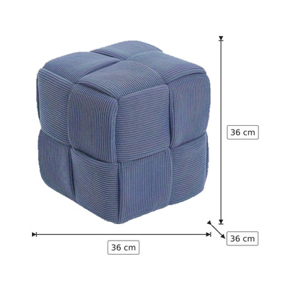 Pouf Cubo Intrecciato - Blu Perlato 36×36×36 cm