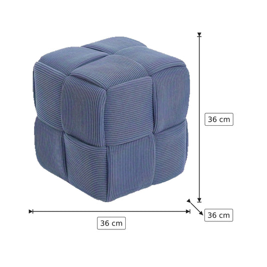 Pouf Cubo Intrecciato - Blu Perlato 36×36×36 cm