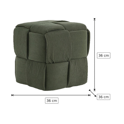 Pouf Cubo Intrecciato - Verde Grigio 36×36×36 cm