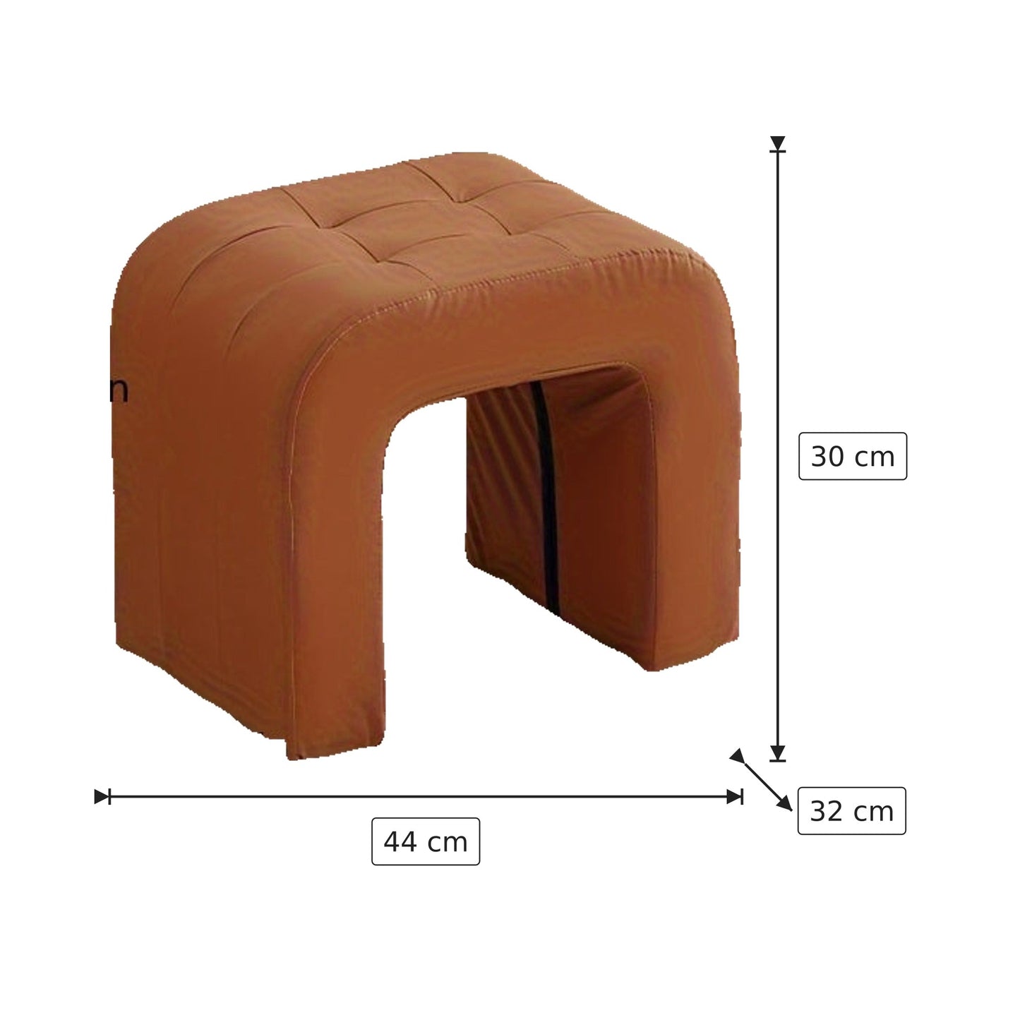 Pouf ad Arco Trapuntato - Marrone Grande 44×30×32 cm
