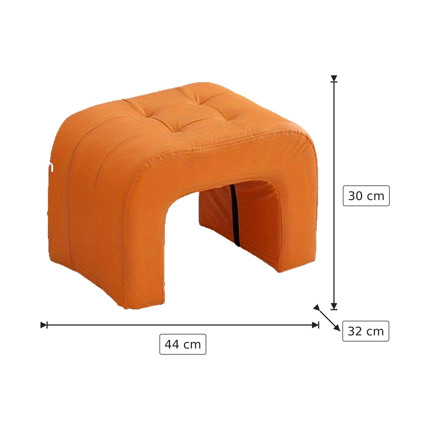 Pouf ad Arco Trapuntato - Arancione 44×30×32 cm
