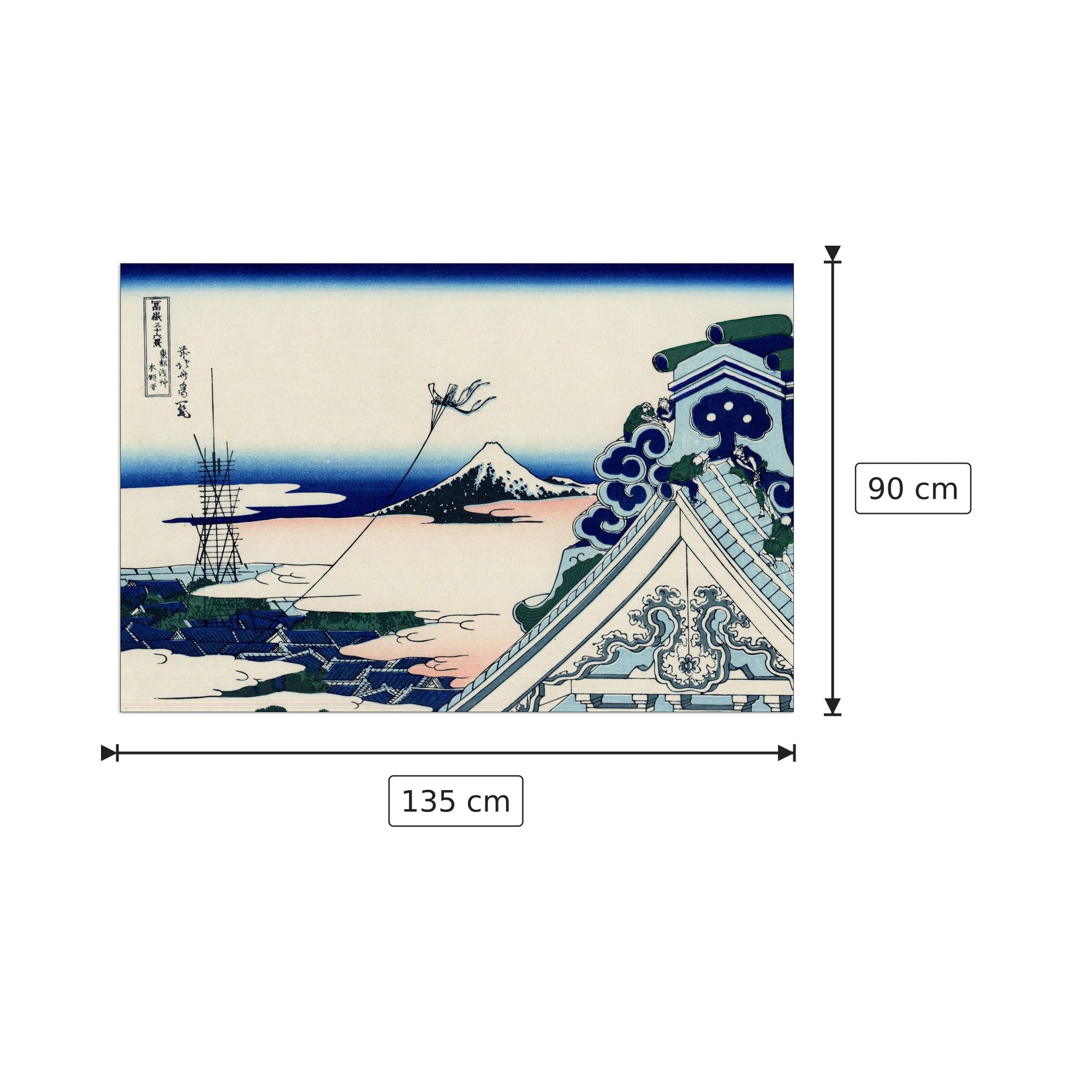 Asakusa Honganji temple - Hokusai Katsushika - cm 135x90 - Pannello in MDF