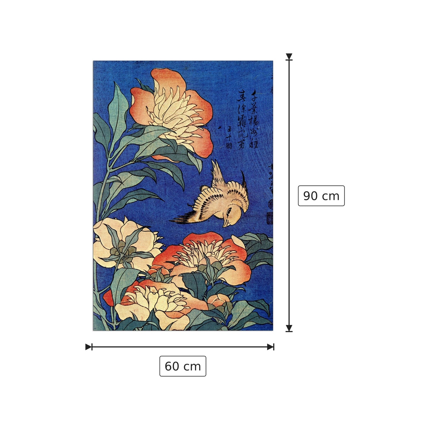 Flowers - Hokusai Katsushika - cm 60x90 - Pannello in MDF